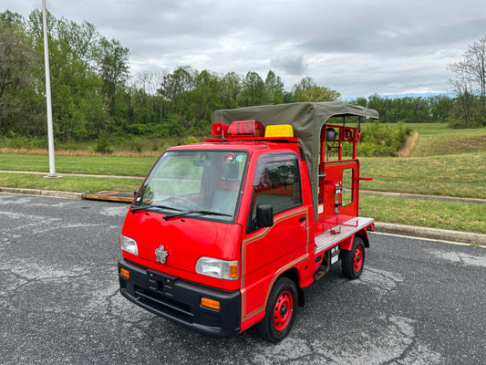 1998 SUBARU SAMBAR FIRE TRUCK 4WD V-KS4 - 10,525 MILES - WORKING SIREN, EMERGENCY LIGHTS & PA SYSTEM — LOT#884